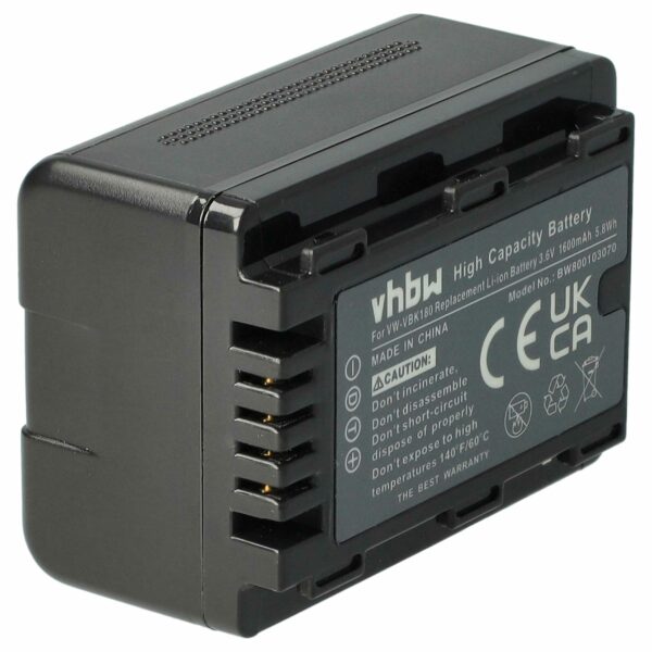 Bateria vhbw para Panasonic VW-VBK180 / VW-VBK360 - 1600 mAh 3.6V Li-Ion