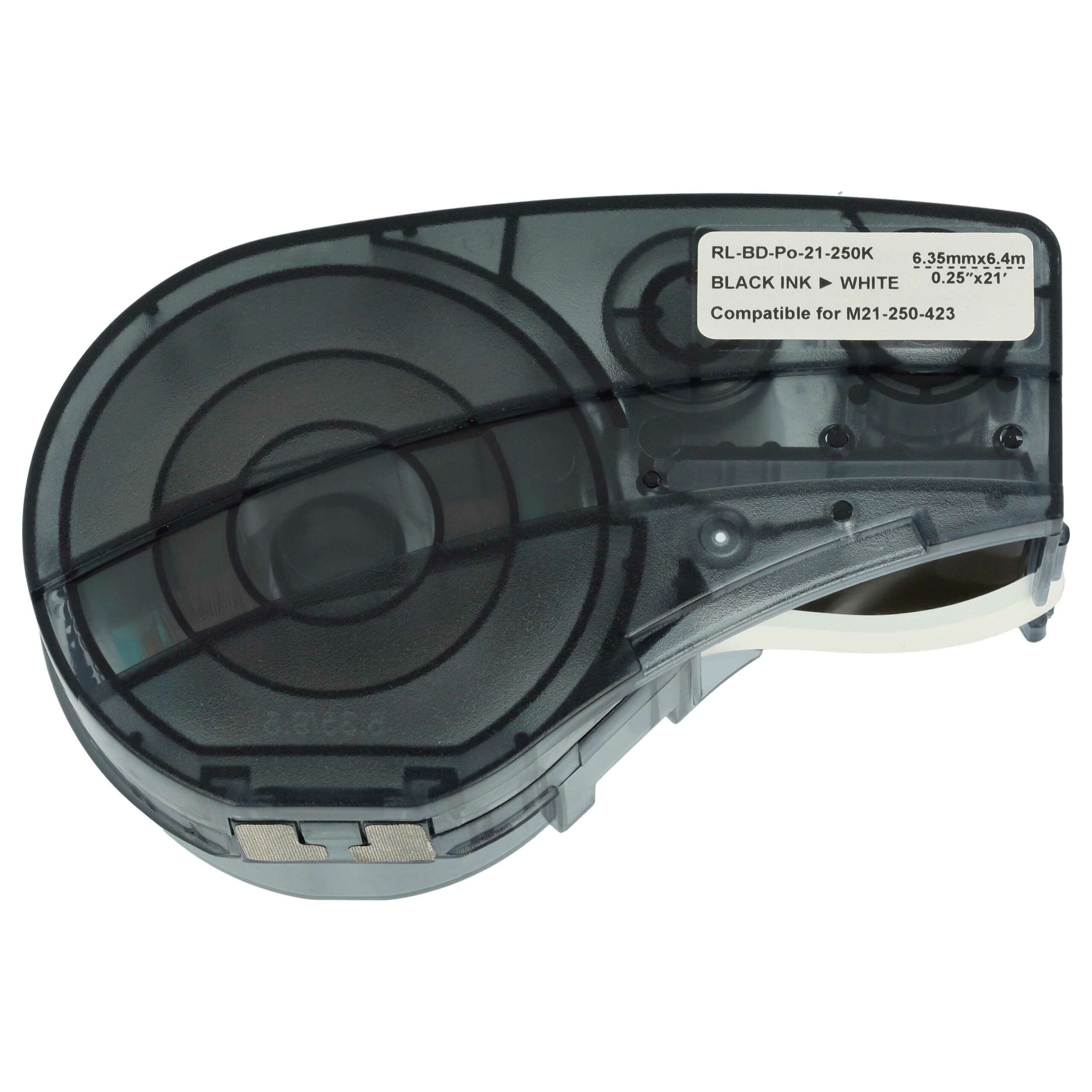5x Fita de Etiquetas Compatível Brady M21-250-423 - 6.35 mm Preto sobre Branco, Poliéster - Image 2