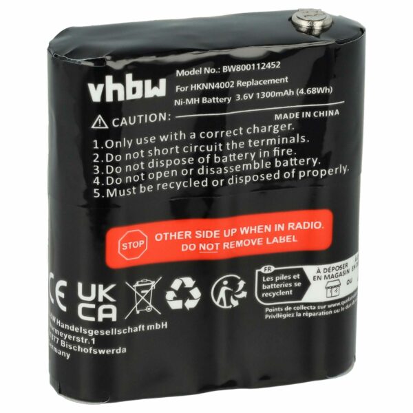 Bateria vhbw para Rádios Motorola FRS-4002A - 1300 mAh 3.6 V NiMH
