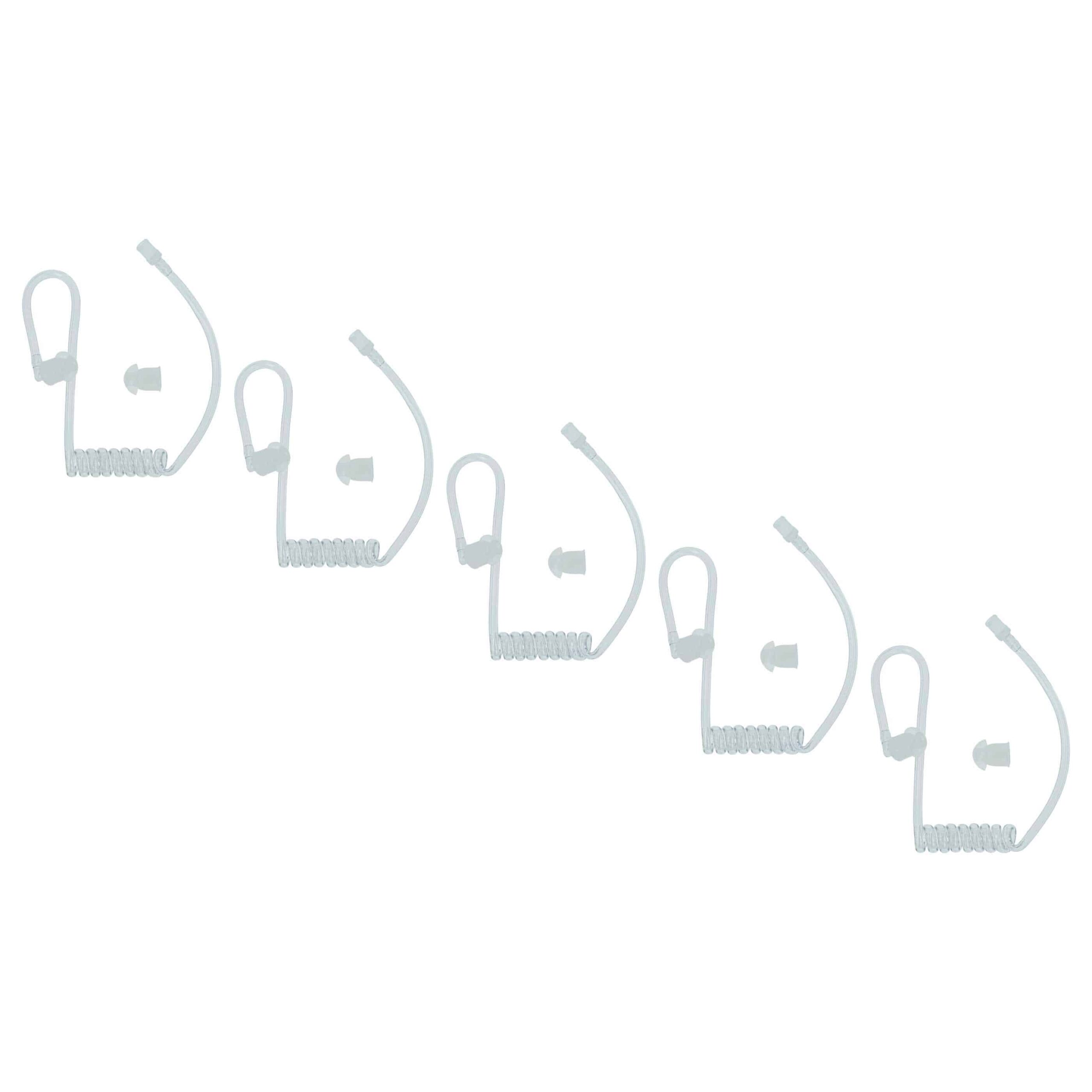 5x Tubo Acústico Espiral vhbw para Auscultadores / Walkie-Talkie - Transparente, com 10x Auriculares