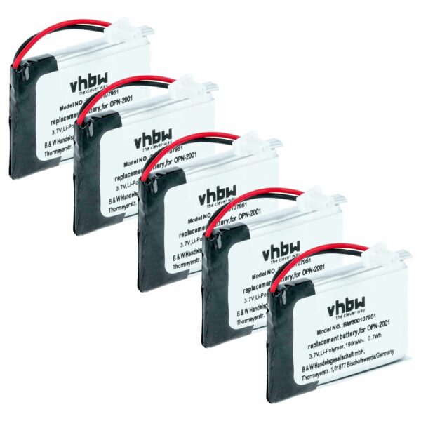 5x Baterias vhbw para leitor de códigos de barras Opticon OPN-2001 - 190 mAh 3.7 V