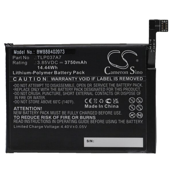 Bateria de Telemóvel vhbw para Alcatel TLP037A7 - 3750 mAh 3.85 V Li-polímero