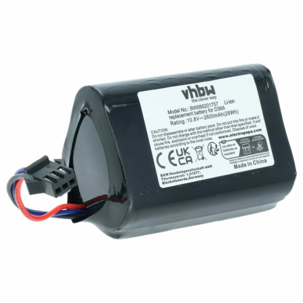 Bateria vhbw compatível com Ecovacs DA60 2600mAh 10.8V Li-Ion