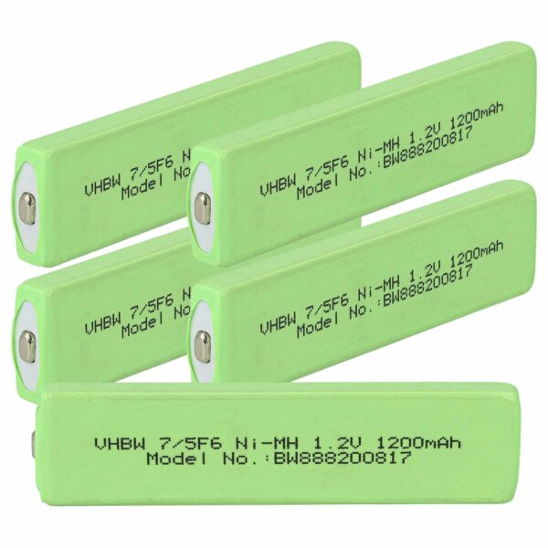 Bateria NiMH vhbw 5x 1.2V 1100mAh para Leitor CD/MP3 Aiwa MHB-901