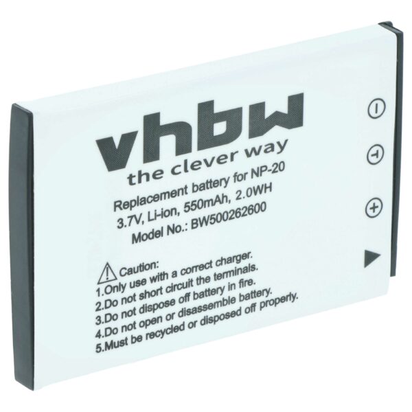 Bateria vhbw para Casio NP-20DBA, NP-20 - 550mAh, 3.6V, Li-Ion