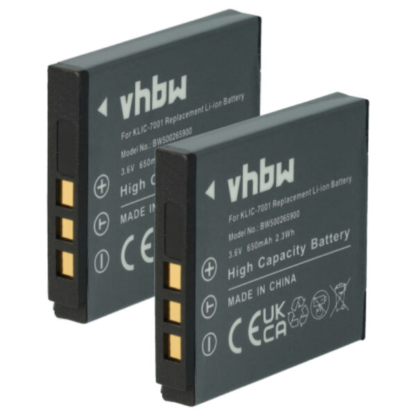 2x Baterias vhbw substitui BenQ DLi-213 - 650mAh, 3.6V, Li-Ion