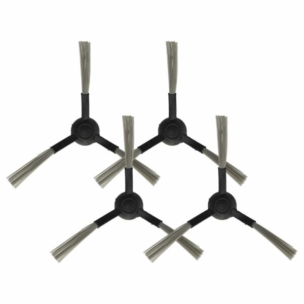 4 Escovas Laterais para Robô Aspirador Proscenic, Cecotec, Xiaomi 3490/4090 - 3 Braços, Preto