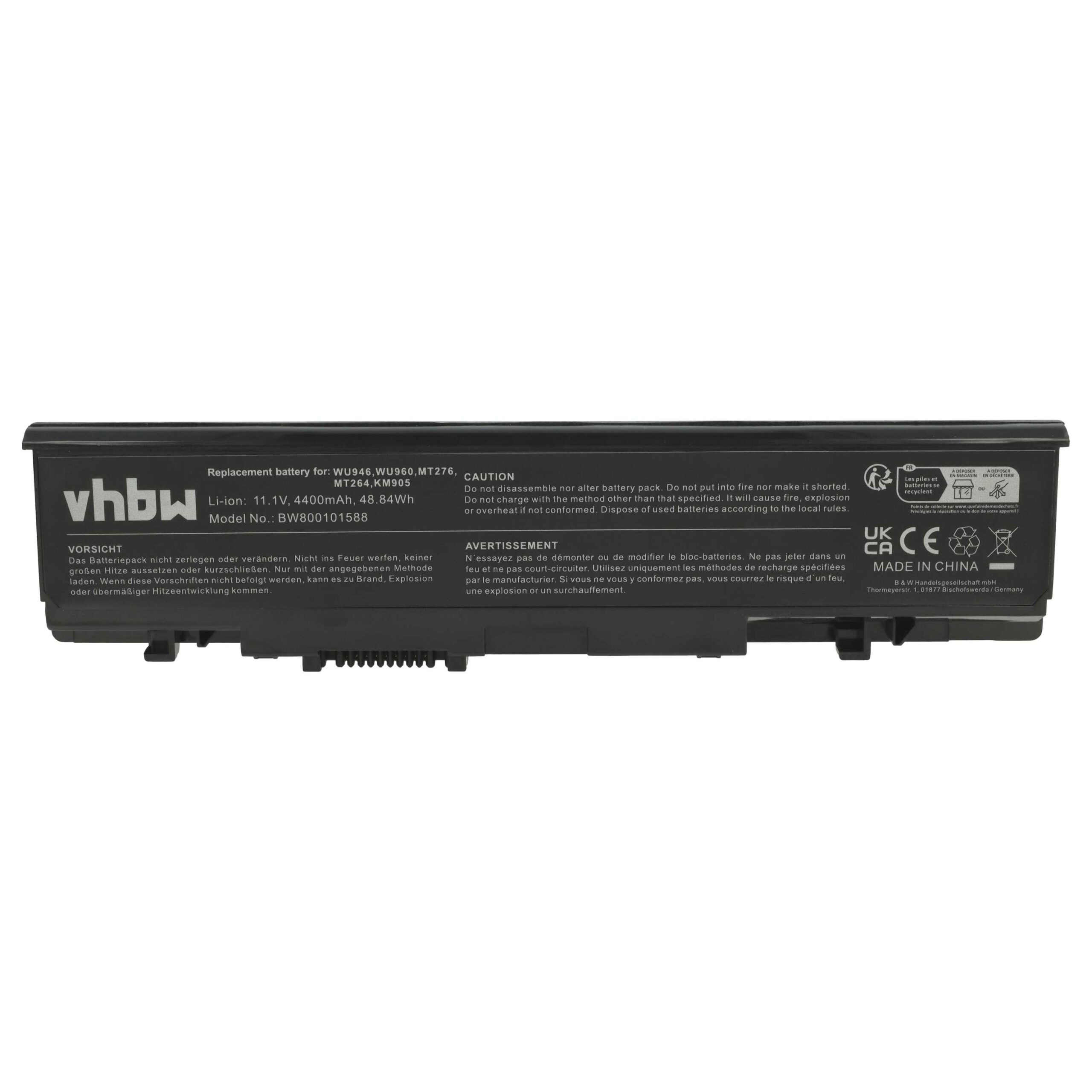 Bateria para Portátil Dell vhbw - 4400 mAh 11.1 V Li-Ion (substitui 312-0701, 312-0702, KM898, A2990667, KM887) - Image 3