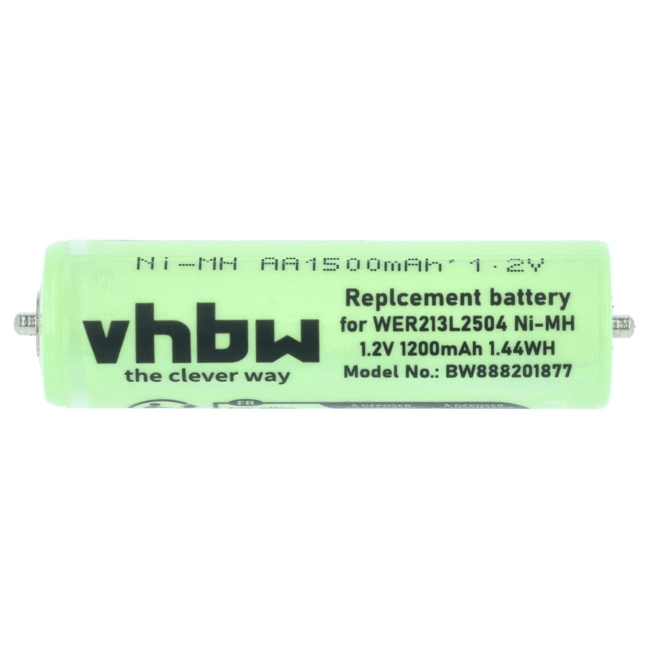 Bateria vhbw para Raspadeira Elétrica Panasonic WER213L2504, WER2061L2508 - 1200 mAh 1.2 V NiMH (Pack 2x) - Image 3