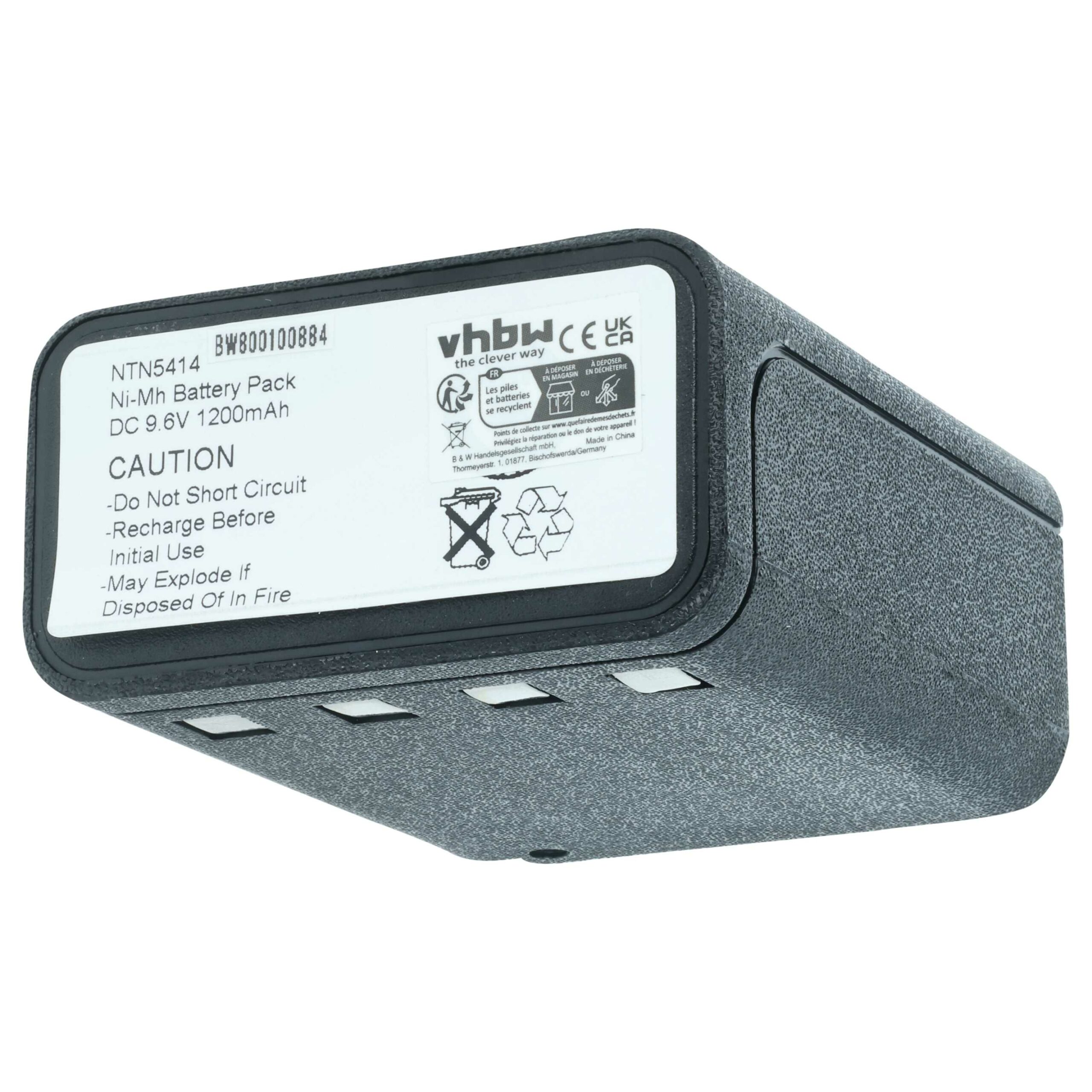 Bateria vhbw 9.6V 1200mAh NiMH para Rádios Bullard e Motorola (substitui BNH-5447TIC, BU32H1-A) - Pack 2 Unidades - Image 3