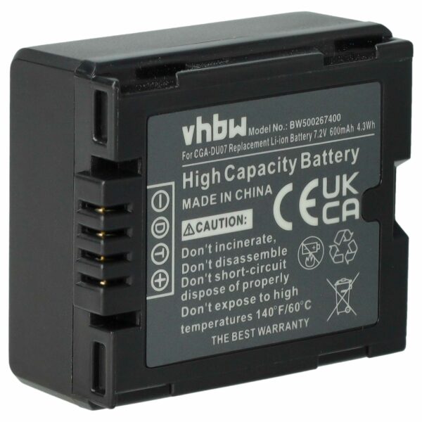 Bateria vhbw para câmara Hitachi DZ-BP07s, DZ-BP14s, DZ-BP21s - 600 mAh 7.2 V Li-Ion