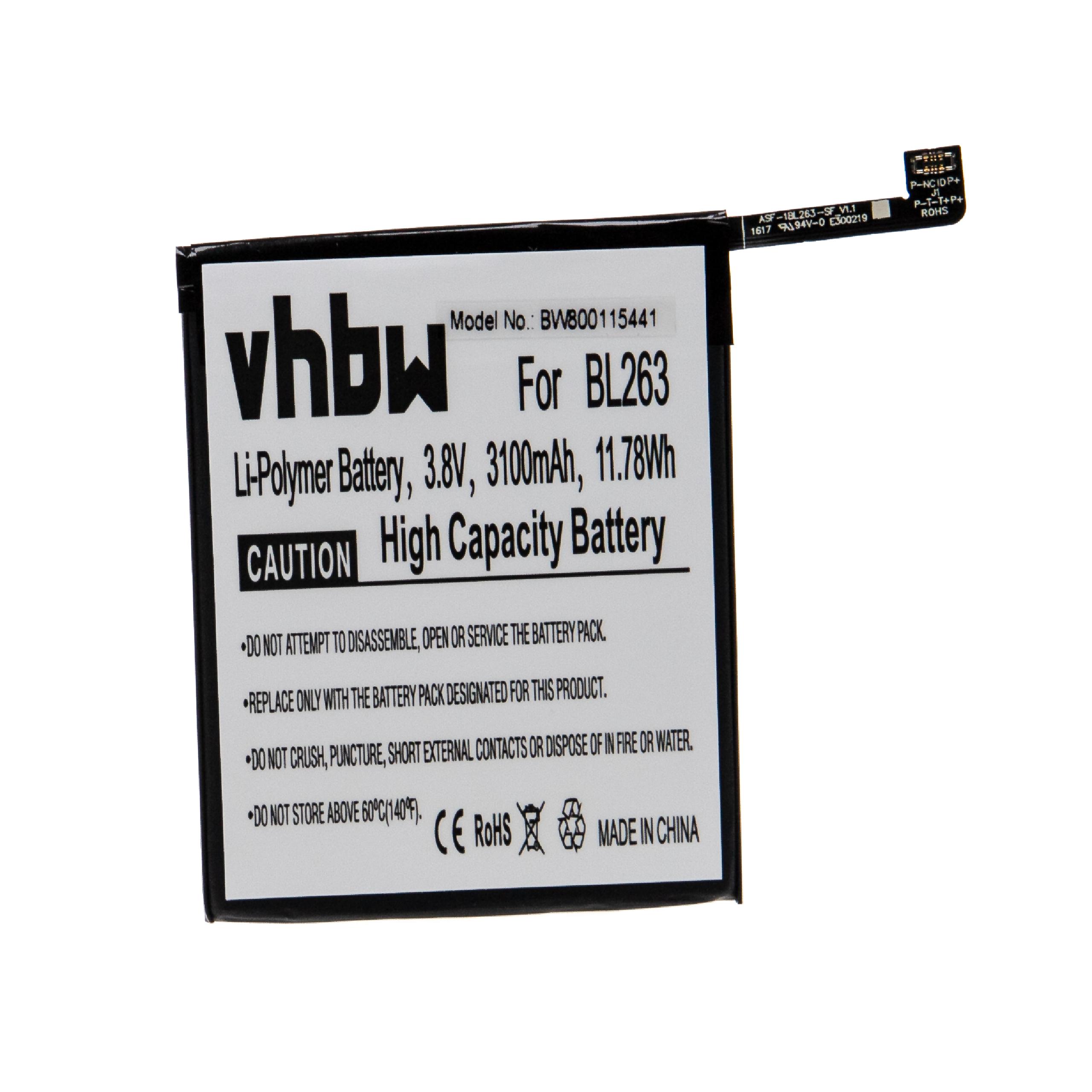 Bateria de Telemóvel vhbw para Lenovo BL263 - 3100 mAh 3.85 V Li-polymer