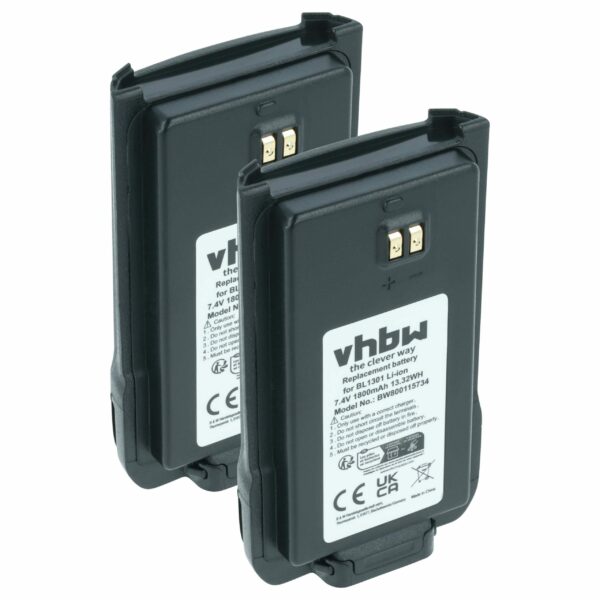 Bateria para Rádio HyT/Hytera BL2407, BL1301, BL1719 - 1800 mAh 7.4 V Li-Ion (Pack 2x)