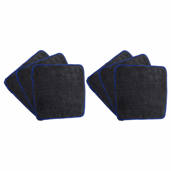 Conjunto de Panos de Microfibra (6 unidades) para Carros e Motos - 40 x 40 cm, Reutilizáveis, Preto/Azul