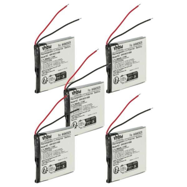 Bateria vhbw para Auscultadores sem Fios Plantronics AHB403029, 360 mAh, 3.7 V Li-Polymer (5 unidades)