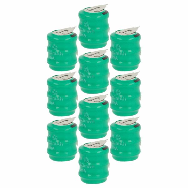Bateria de Botão Recarregável 3/V80H 80 mAh 3.6V NiMH - 10 unidades vhbw com 2 Pinos