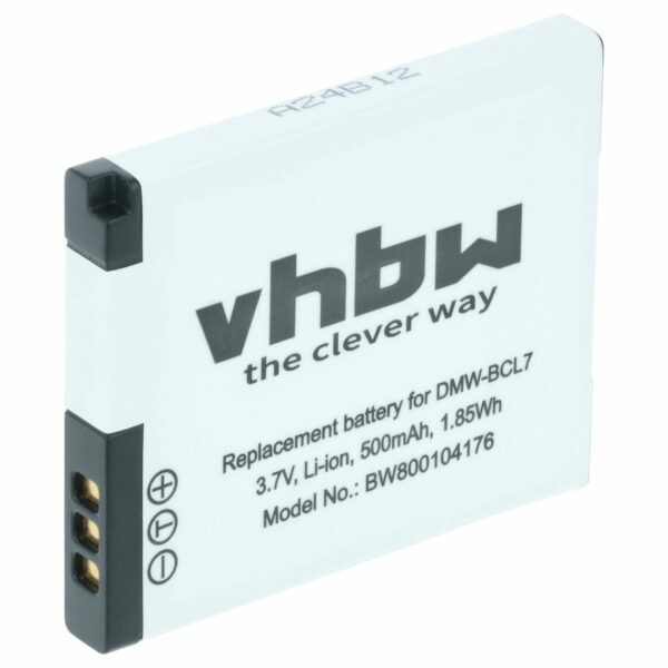 Bateria vhbw 500mAh 3.6V Li-Ion compatível com Panasonic DMW-BCL7E, DMW-BCL7