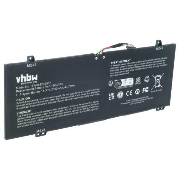 Bateria para Portátil Lenovo vhbw - Substitui 5B10W67217, 5B10T09081, 5B10W67194, 5B10T09079 - 2850 mAh 15.36 V Li-polymer