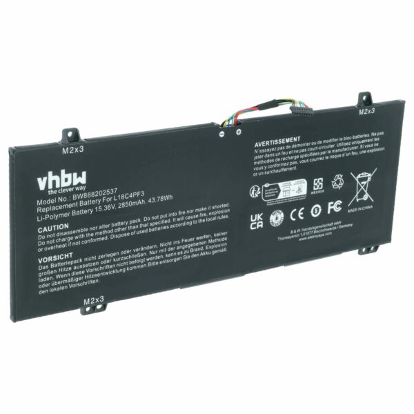 Bateria para Portátil Lenovo vhbw - Substitui 5B10W67217, 5B10T09081, 5B10W67194, 5B10T09079 - 2850 mAh 15.36 V Li-polymer