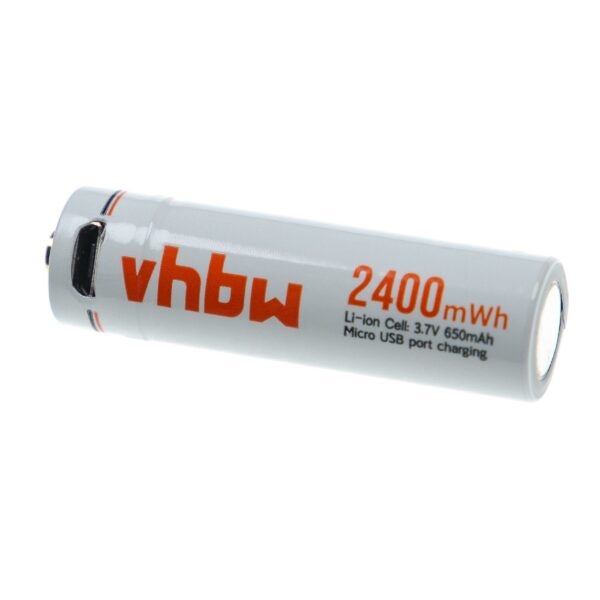 Bateria AA vhbw 650 mAh 1.5V Li-Ion com Ligação Micro-USB