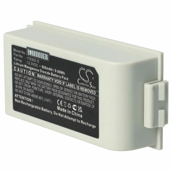 Bateria vhbw para Equipamentos Médicos Schiller 110302-O - 800 mAh 12 V Li-MnO2