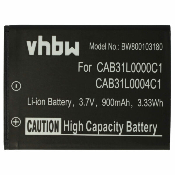 Bateria para Telemóvel vhbw compatível com Alcatel CAB31L0000C2, CAB31L0000C1, CAB31L0001C1 - 900 mAh 3.7 V Li-Ion