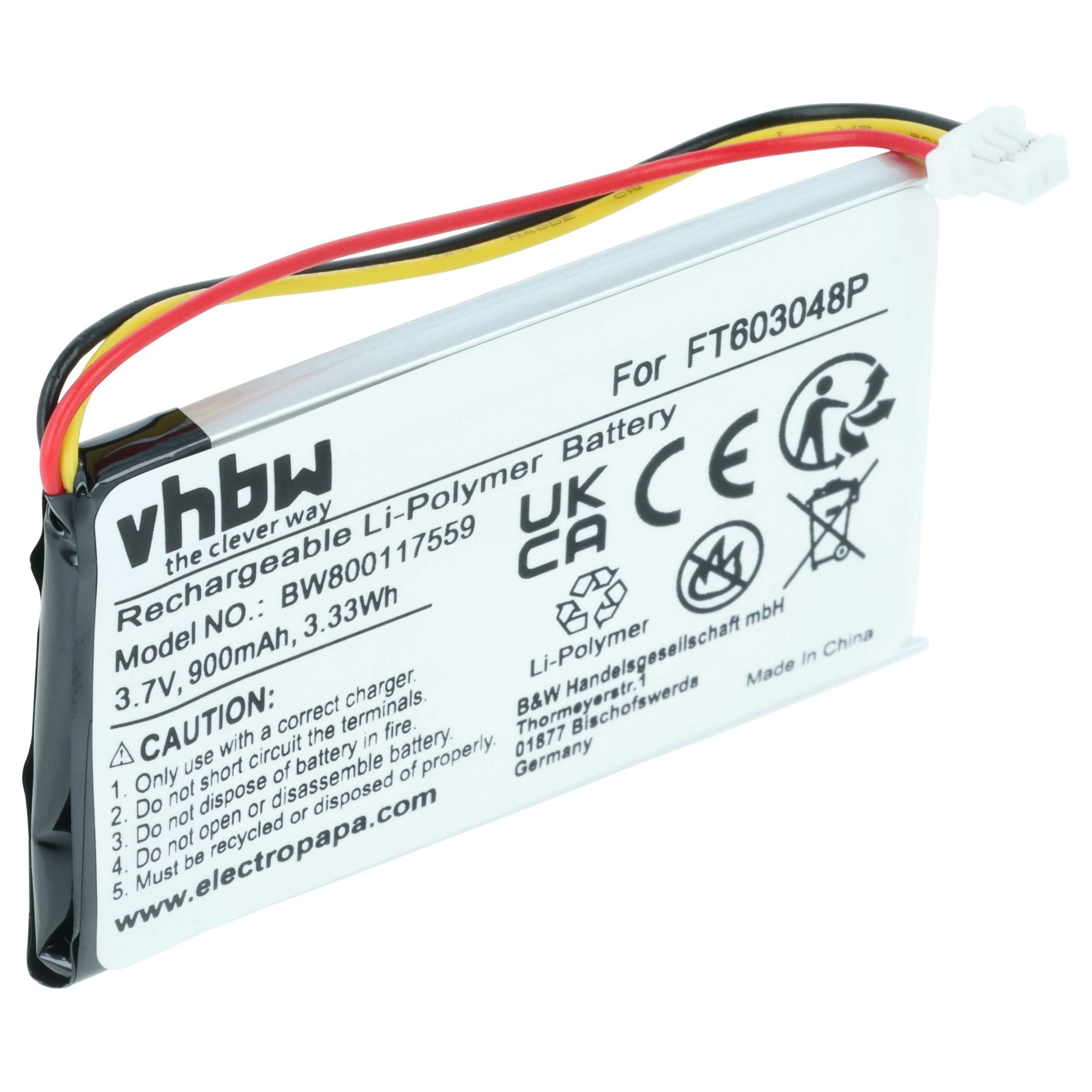 Bateria de Substituição para Auscultadores Wireless Turtle Beach - vhbw 900 mAh 3.7 V Li-Ion