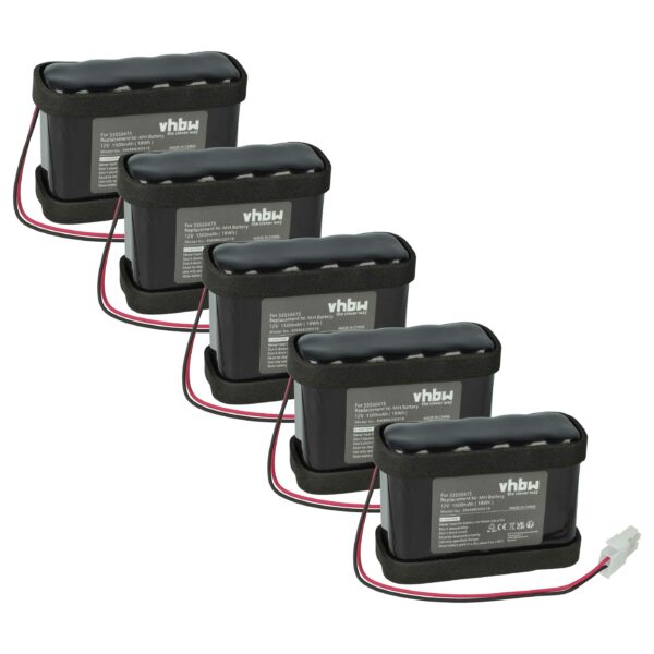 Bateria de Substituição 5x para Operador de Portão Deslizante Besam 33550475, 550473, 45A020BA00004, 550475 - 1500 mAh 12 V NiMH