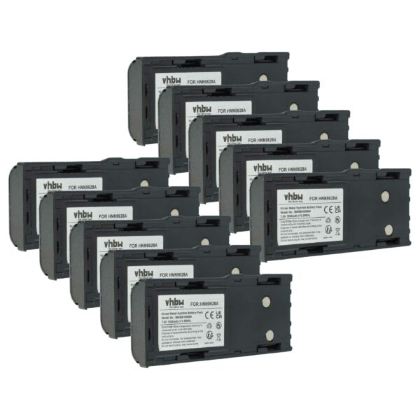 Bateria vhbw 10x para Rádio Motorola CB HNN8133C/HNN9628A/HNN8308A - 1500 mAh 7.5V NiMH com Clip