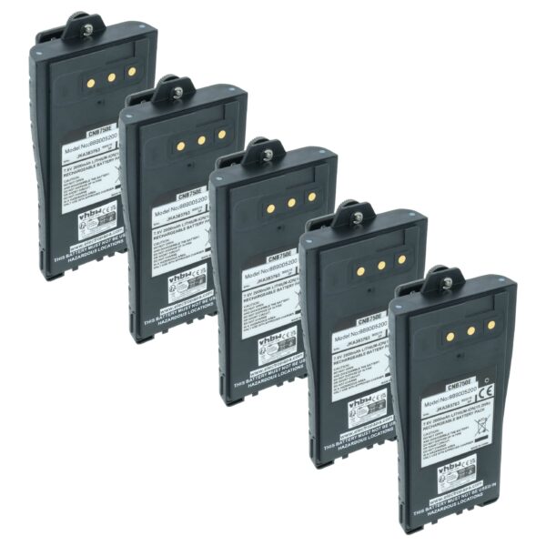 Bateria vhbw 5x para Rádio Entel CNB750E - 2000 mAh 7.6V Li-Ion com Clipe de Cintura