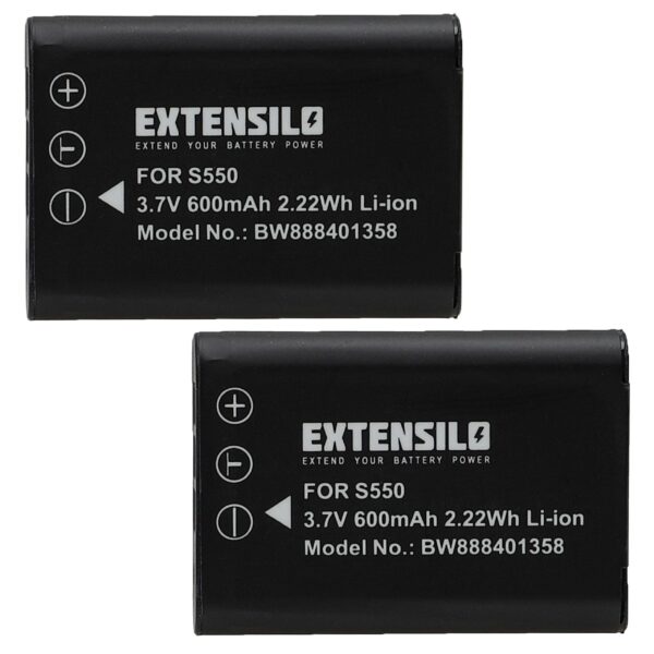 2x Bateria EXTENSILO substitui Nikon EN-EL11, 600mAh, 3.7V