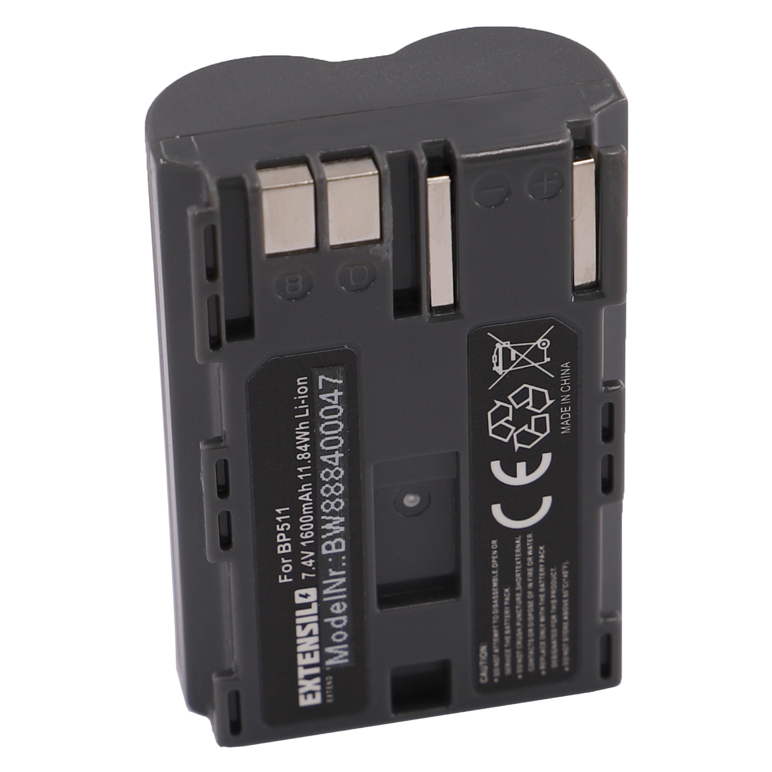 2x Bateria EXTENSILO para Canon BP-508, BP-535, BP-511A, BP-511, BP-522, BP-512, BP-514 - 1600mAh, 7.4V, Li-Ion - Image 2