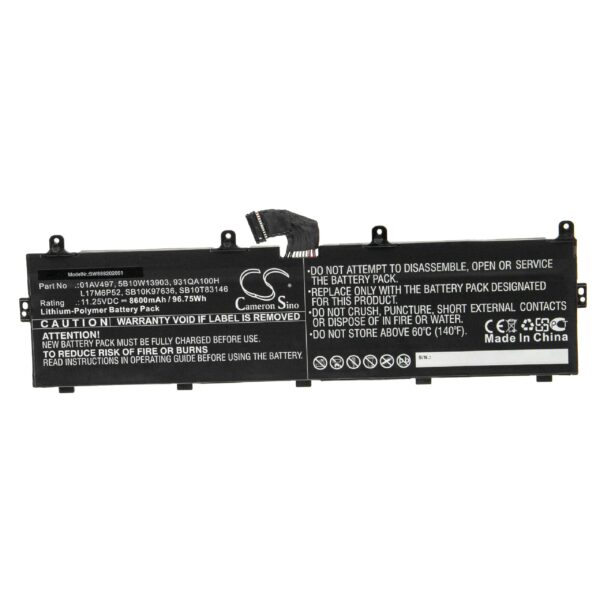 Bateria vhbw para Lenovo - 8600 mAh 11.25 V Li-polymer (compatível 01AV497, 01AV498, 5B10W13903, 931QA100H)