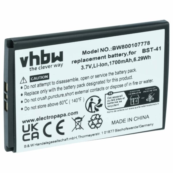 Bateria vhbw para Sony Ericsson / Sony - Substitui BST-41 - 1700 mAh 3.7 V Li-Ion