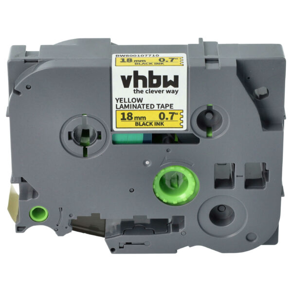 Fita de Etiquetas vhbw Compatível com Brother TZE-641, TZ-641 - 18 mm Preto sobre Amarelo