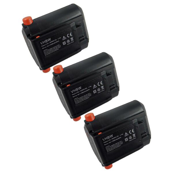 3x Bateria vhbw compatível Gardena BLi-18, 9839-20, 9840-20 - 2500 mAh 18 V Li-Ion