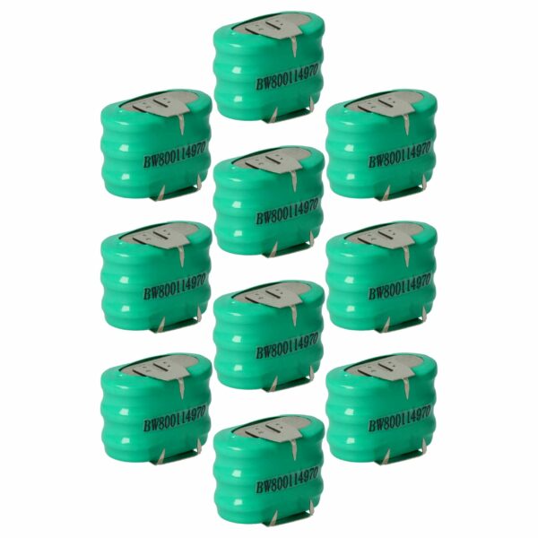 Bateria de Botão Recarregável vhbw 3/V150H 3 Pinos 150 mAh 3.6V NiMH - Pack 10 Unidades
