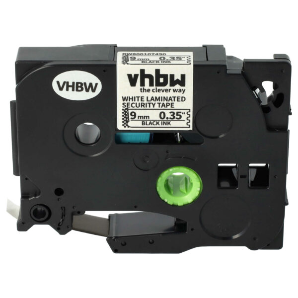 Fita para Etiqueta vhbw substitui Brother TZE-SE2, TZ-SE2 - 9 mm Preto sobre Branco