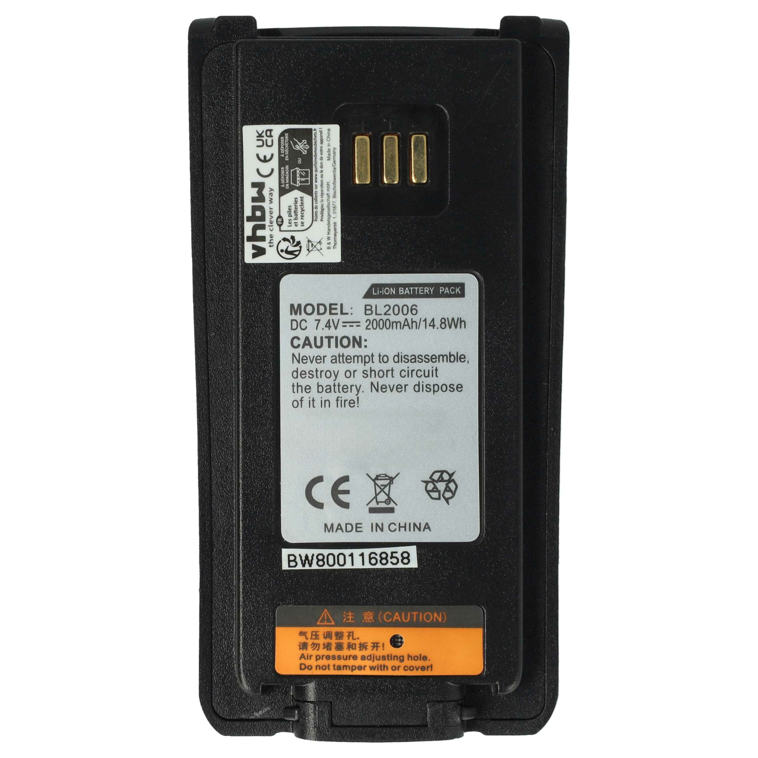 Bateria de Rádio vhbw 2x 2000 mAh 7.4 V Li-Ion para HYT BL2006Li, BL2008, BL2006, BL2503 - Image 3