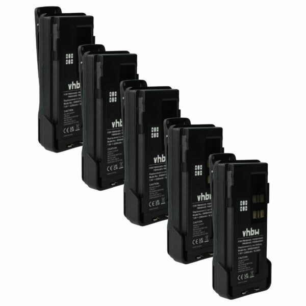 Bateria vhbw 5x para Rádio Motorola PMNN4406BR/PMNN4406/PMNN4409 - 2200 mAh 7.4 V Li-Ion + Clip de Cintura