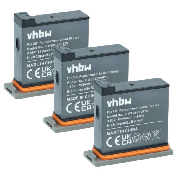 Pack de 3 Baterias vhbw para DJI AB1 - 1250mAh, 3.85V, Li-Ion