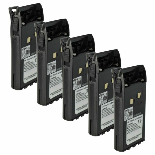 Bateria vhbw 5x 1700 mAh 7.4V Li-Ion para Rádios CB Maas, Team TeCom, Albrecht, Wouxun, Midland, Dynascan + Clip de Cinto