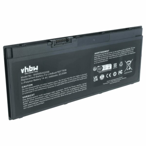 Bateria para Fujitsu vhbw 3490 mAh 14.4 V Li-Ion - Compatível com 34053269, 34061271, 34068253, 34074674