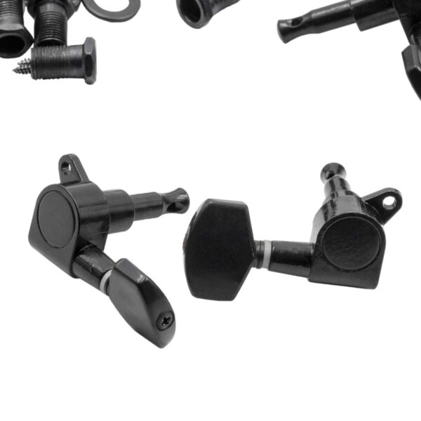Tarraxa para Guitarra vhbw 3R3L - Acabamento Preto, Furo de 10 mm