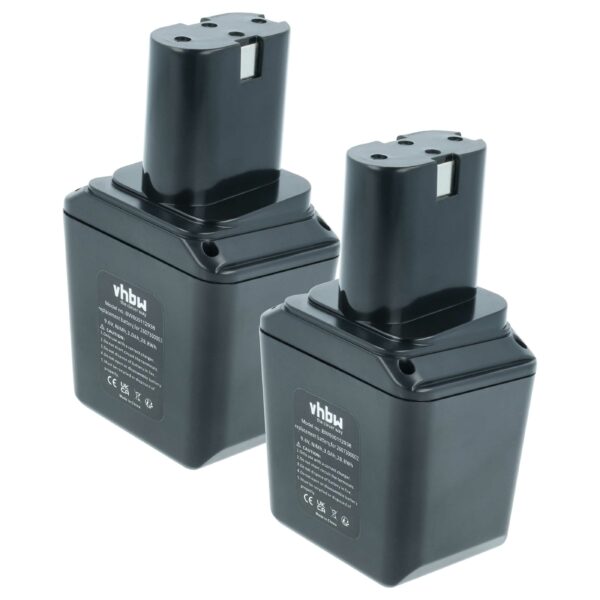 2x Bateria vhbw compatível com Bosch 2607300002 - 3000 mAh, 9.6 V, NiMH