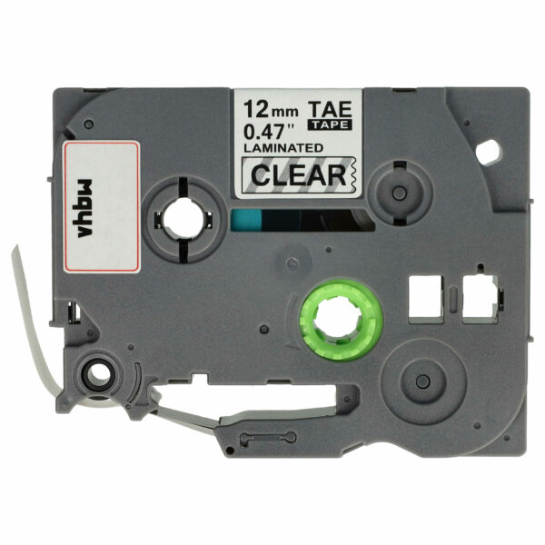 Fita de Etiqueta Compatível com Brother TZE-131S - 12 mm Preto sobre Transparente
