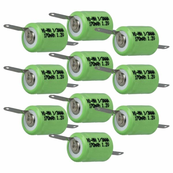 Bateria NiMH vhbw 1/3AAA 170 mAh 1.2V - Pack com 10 unidades para Modelismo
