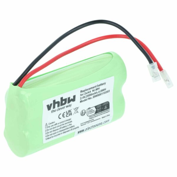 Bateria Universal vhbw 2000 mAh 2.4V NiMH - Equivalente a 2x AA Mignon