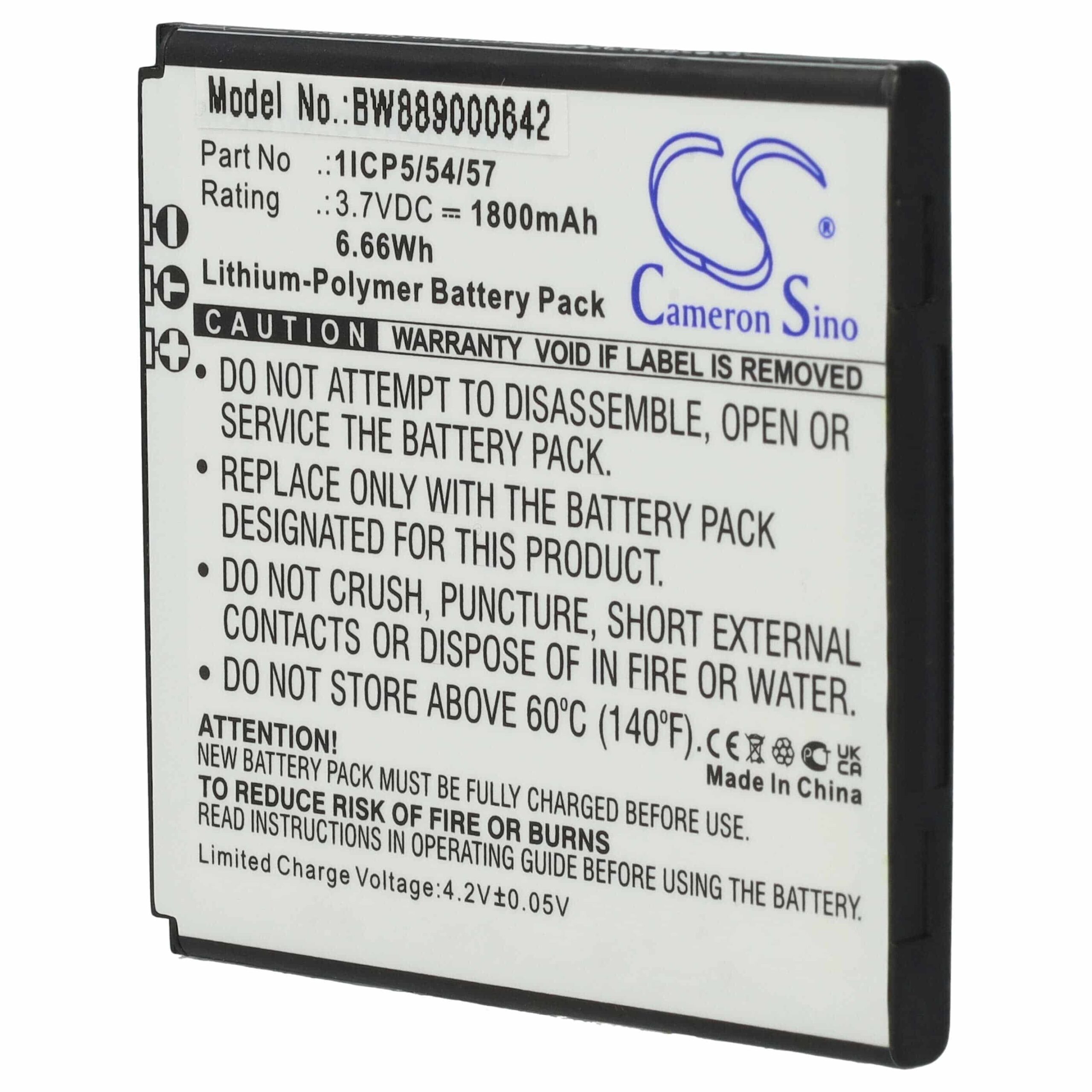 Bateria vhbw para Angelcare Baby Monitor 1800 mAh 3.7 V Li-polímero - Image 3