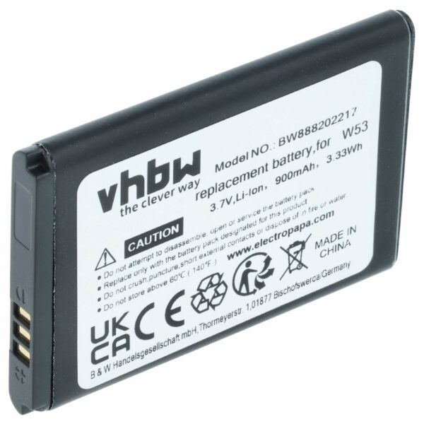 Bateria vhbw para telefone Yealink YLLP463346C800CLS, W53-BATT - 900 mAh 3.7 V Li-Ion
